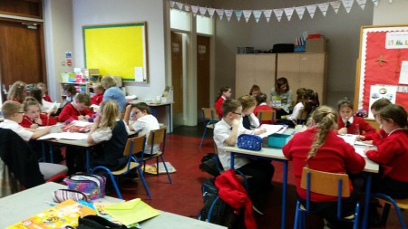 Literacy Hour in full swing.  Everyone is on task